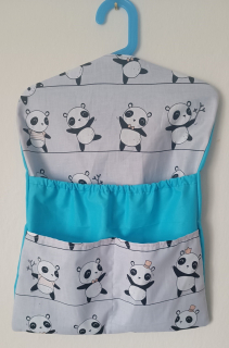 Kapsář do školky - panda na tyrkys