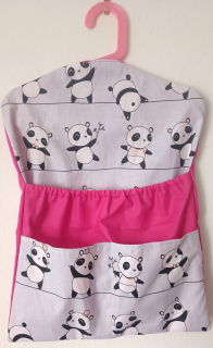 Kapsář do školky - panda na tmavě ružové